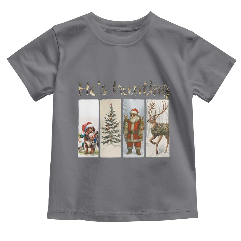Santa Funny Christmas Hunter Look Toddler T Shirt He Is Hunting - Wonder Print Shop