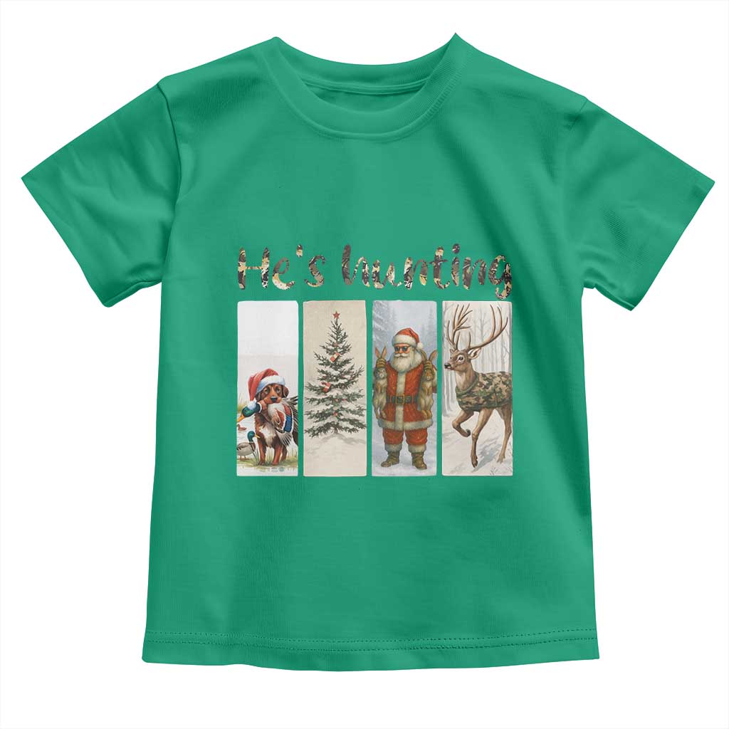 Santa Funny Christmas Hunter Look Toddler T Shirt He Is Hunting - Wonder Print Shop