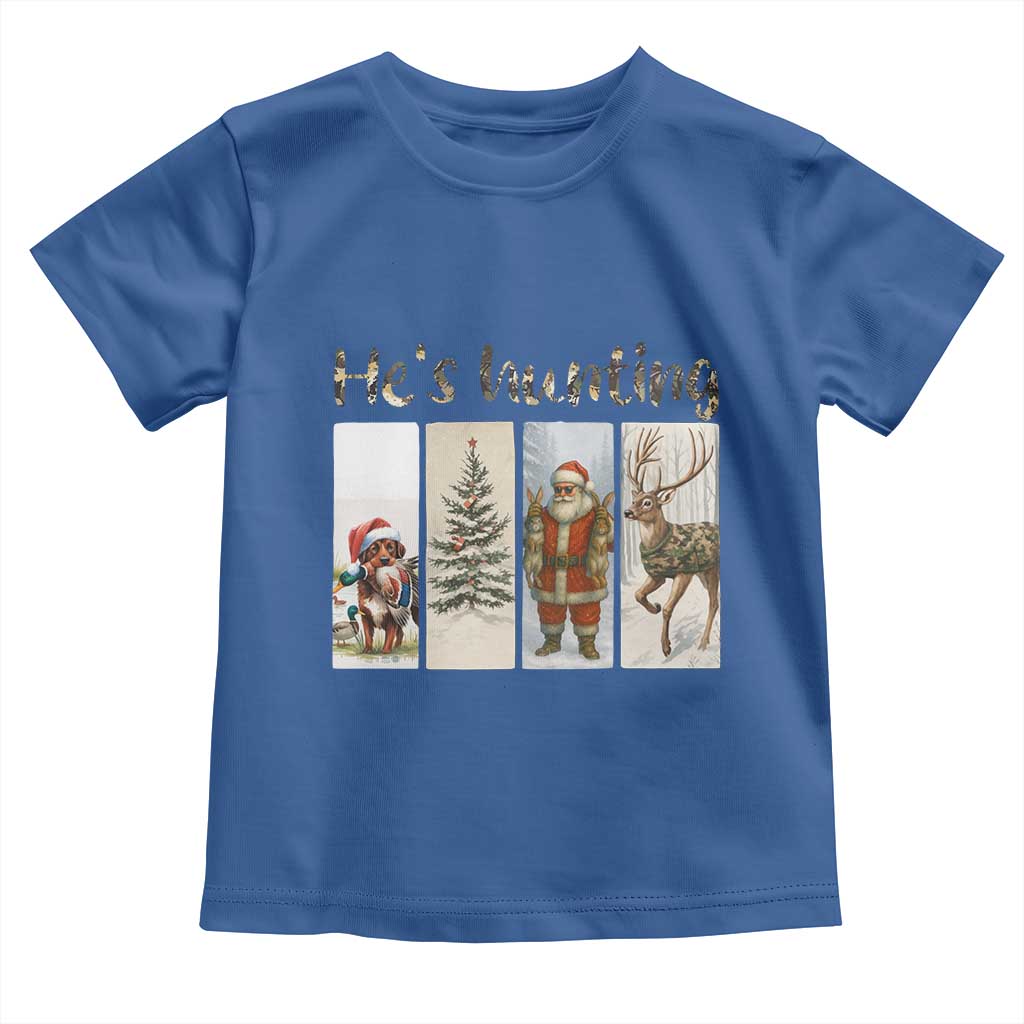 Santa Funny Christmas Hunter Look Toddler T Shirt He Is Hunting - Wonder Print Shop