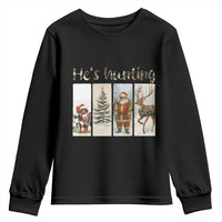 Santa Funny Christmas Hunter Look Youth Sweatshirt He Is Hunting - Wonder Print Shop