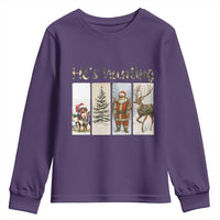 Santa Funny Christmas Hunter Look Youth Sweatshirt He Is Hunting - Wonder Print Shop
