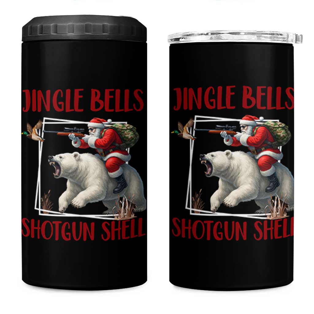 Funny Christmas Hunting 4 in 1 Can Cooler Tumbler Jingle Bells Shotgun Shells
