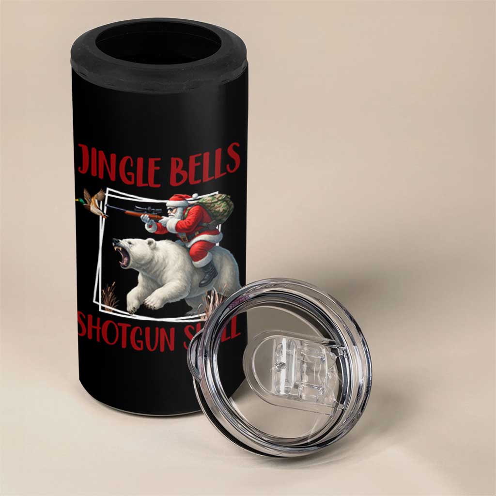 Funny Christmas Hunting 4 in 1 Can Cooler Tumbler Jingle Bells Shotgun Shells