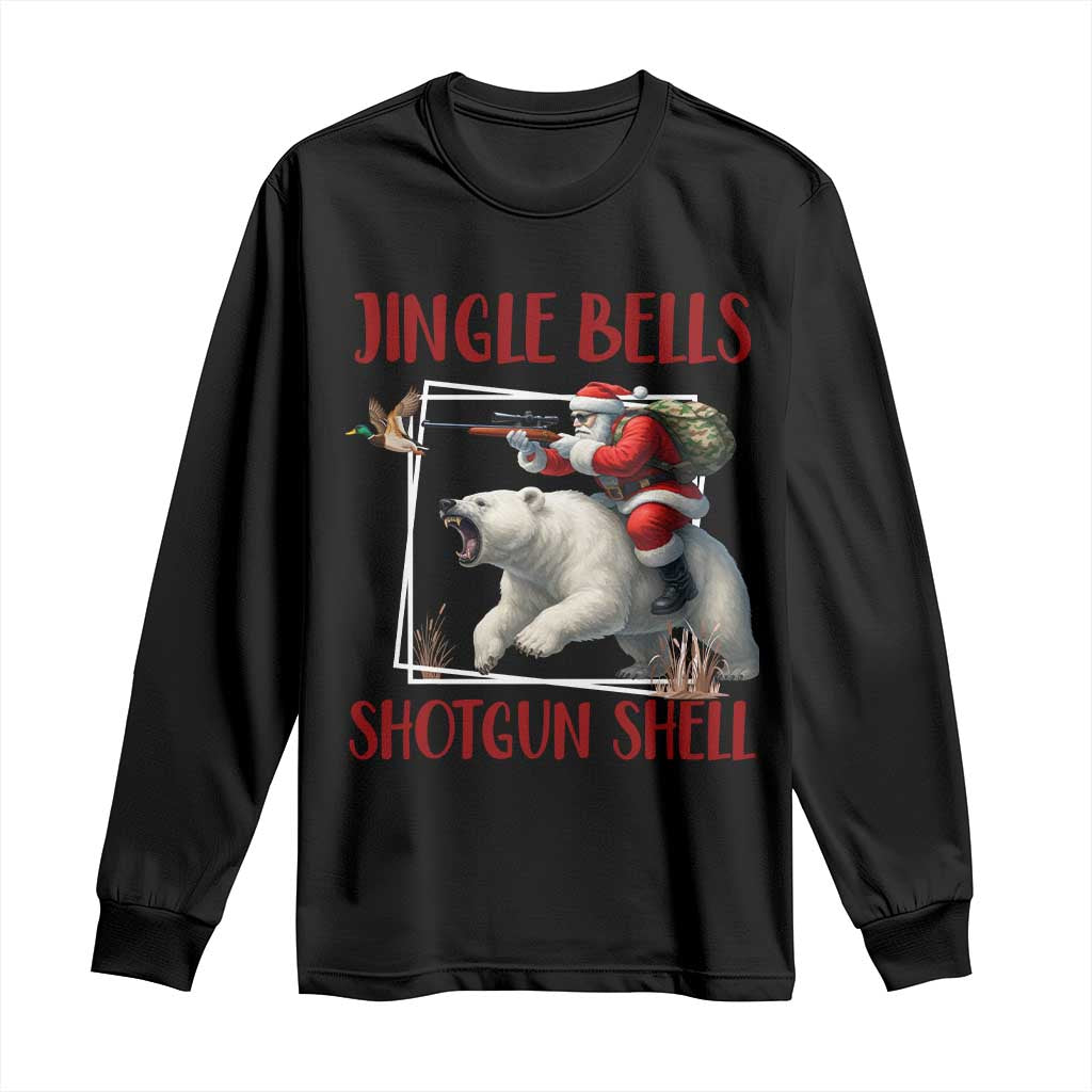 Funny Christmas Hunting Long Sleeve Shirt Jingle Bells Shotgun Shells - Wonder Print Shop