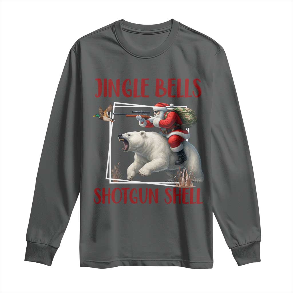 Funny Christmas Hunting Long Sleeve Shirt Jingle Bells Shotgun Shells - Wonder Print Shop