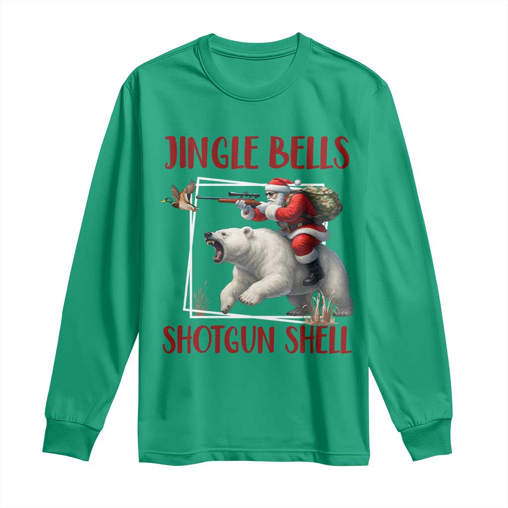 Funny Christmas Hunting Long Sleeve Shirt Jingle Bells Shotgun Shells - Wonder Print Shop