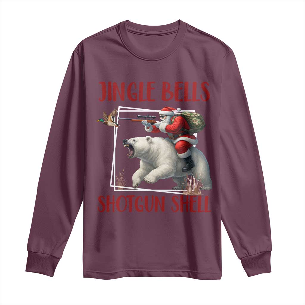 Funny Christmas Hunting Long Sleeve Shirt Jingle Bells Shotgun Shells - Wonder Print Shop