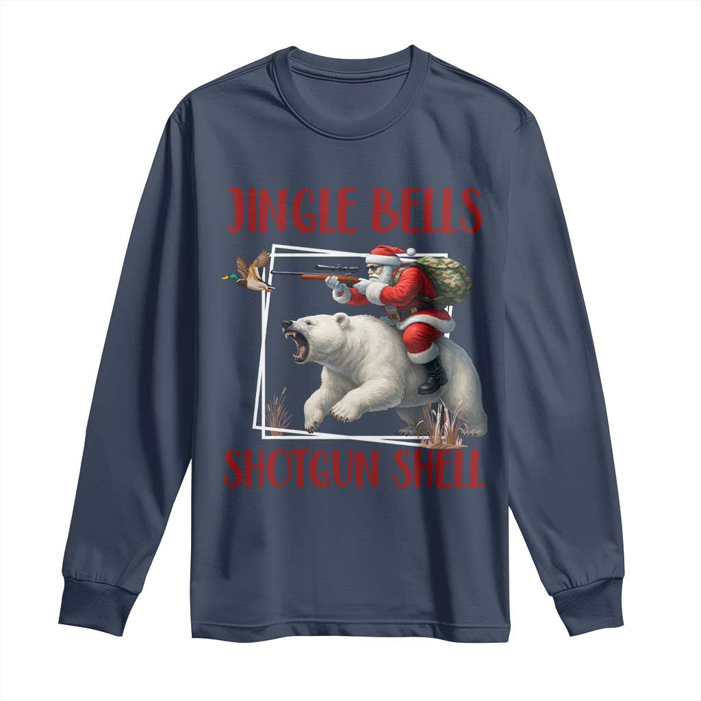 Funny Christmas Hunting Long Sleeve Shirt Jingle Bells Shotgun Shells - Wonder Print Shop