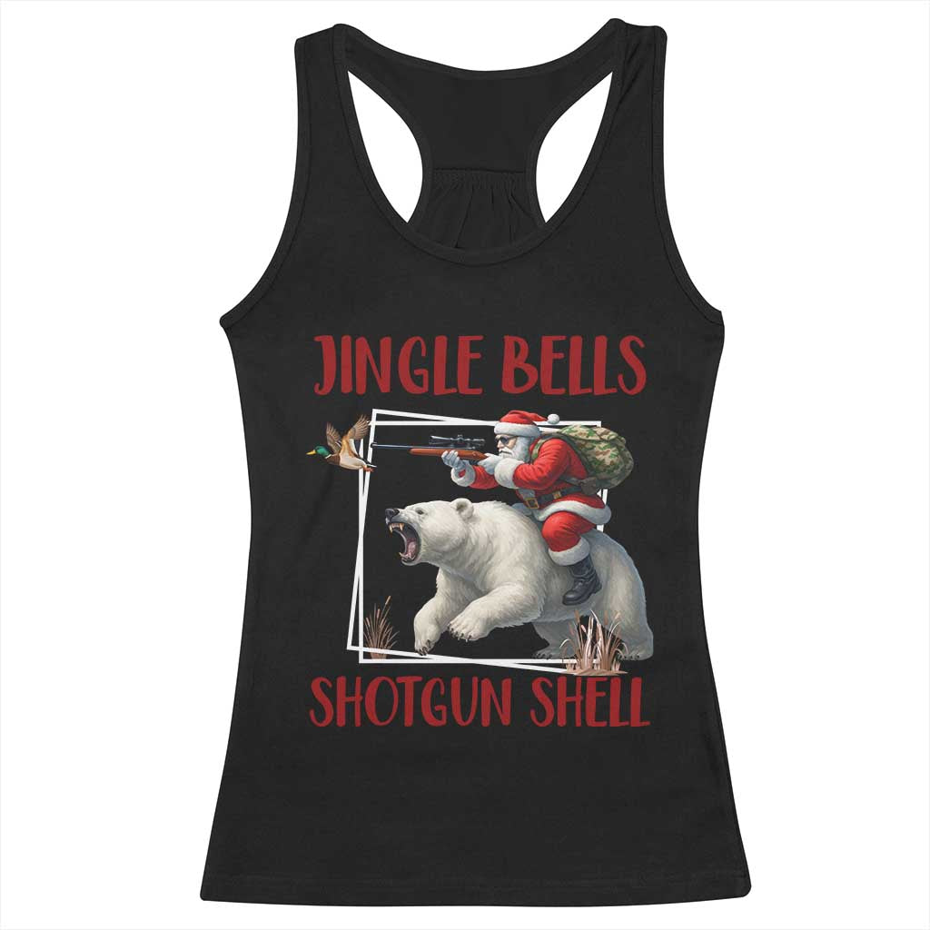 Funny Christmas Hunting Racerback Tank Top Jingle Bells Shotgun Shells - Wonder Print Shop