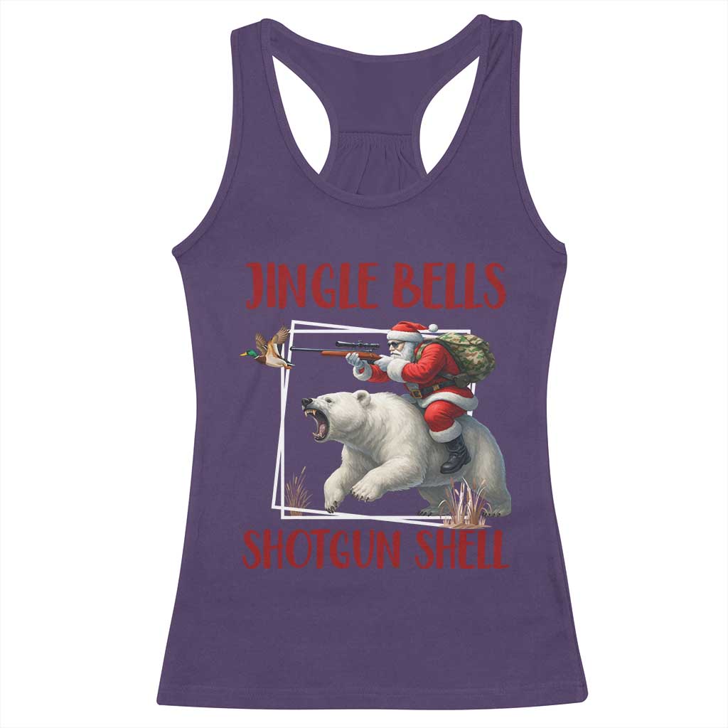 Funny Christmas Hunting Racerback Tank Top Jingle Bells Shotgun Shells - Wonder Print Shop
