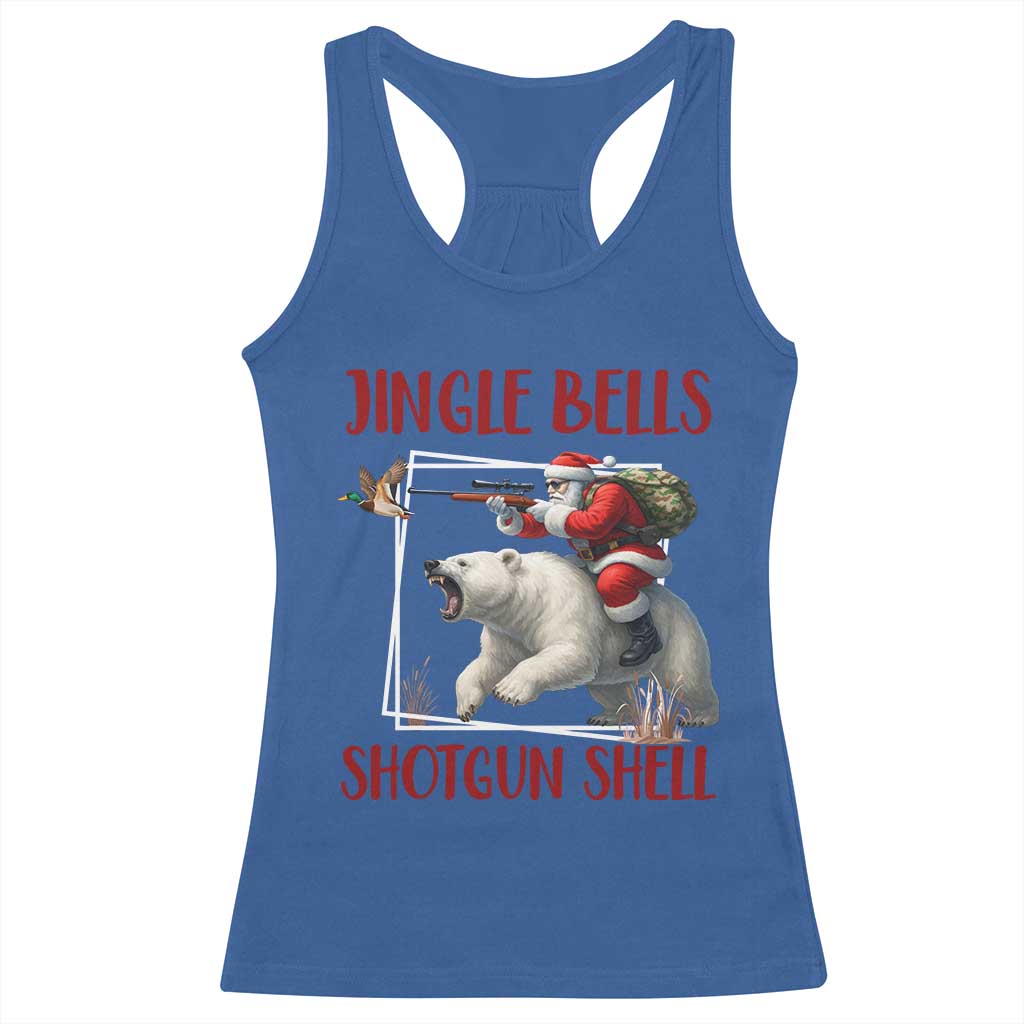 Funny Christmas Hunting Racerback Tank Top Jingle Bells Shotgun Shells - Wonder Print Shop
