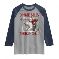 Funny Christmas Hunting Raglan Shirt Jingle Bells Shotgun Shells - Wonder Print Shop