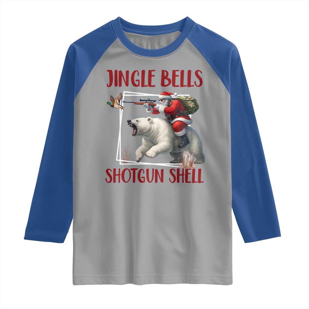 Funny Christmas Hunting Raglan Shirt Jingle Bells Shotgun Shells - Wonder Print Shop