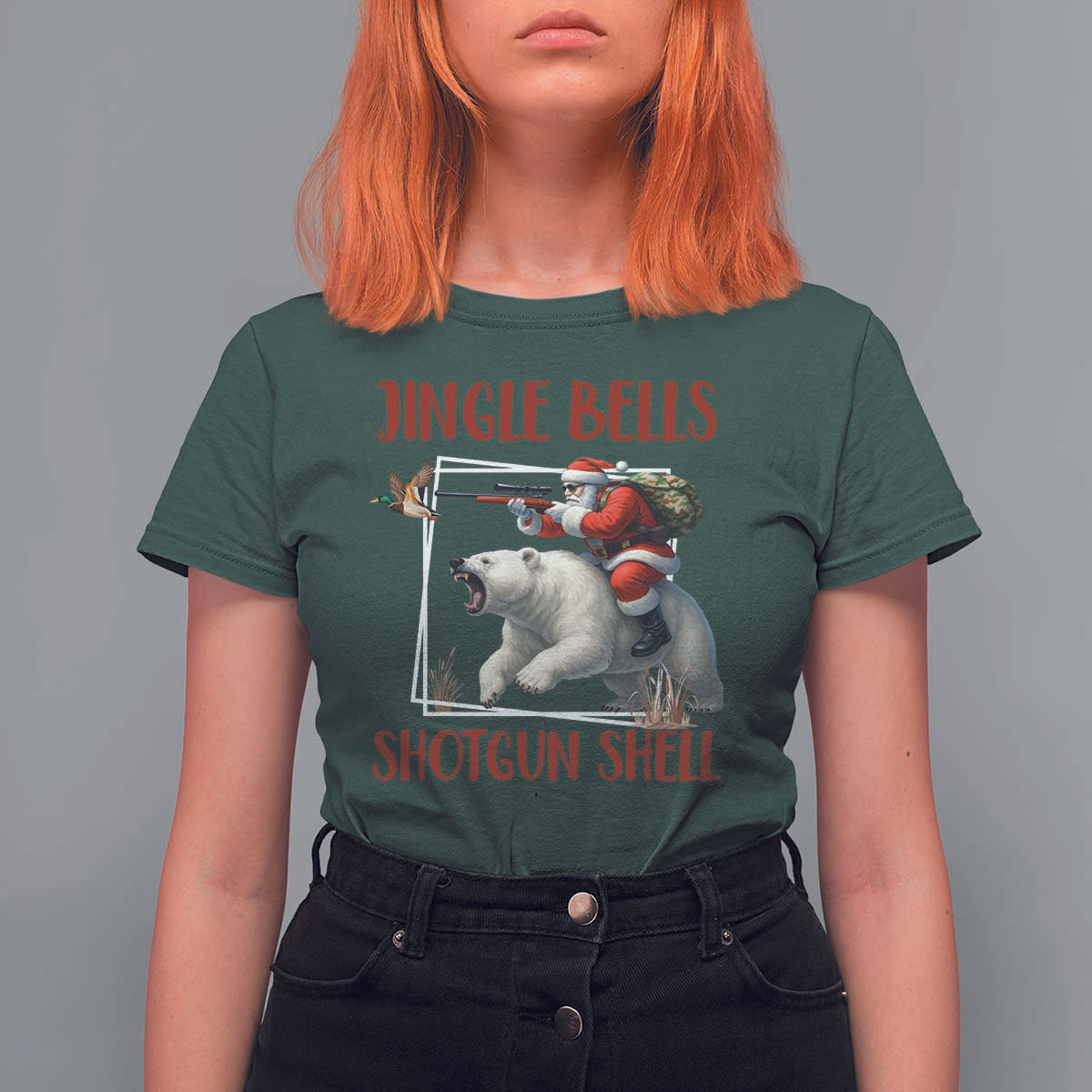 Funny Christmas Hunting T Shirt For Women Jingle Bells Shotgun Shells - Wonder Print Shop