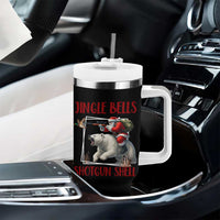 Funny Christmas Hunting Tumbler With Handle Jingle Bells Shotgun Shells