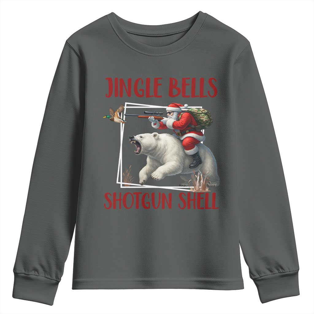 Funny Christmas Hunting Youth Sweatshirt Jingle Bells Shotgun Shells - Wonder Print Shop