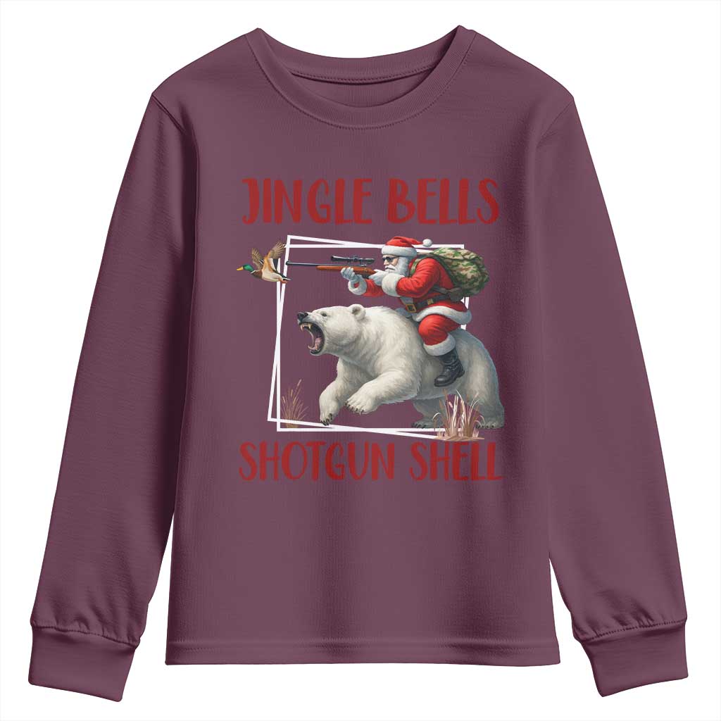 Funny Christmas Hunting Youth Sweatshirt Jingle Bells Shotgun Shells - Wonder Print Shop