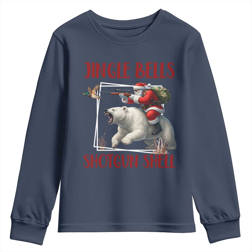 Funny Christmas Hunting Youth Sweatshirt Jingle Bells Shotgun Shells - Wonder Print Shop
