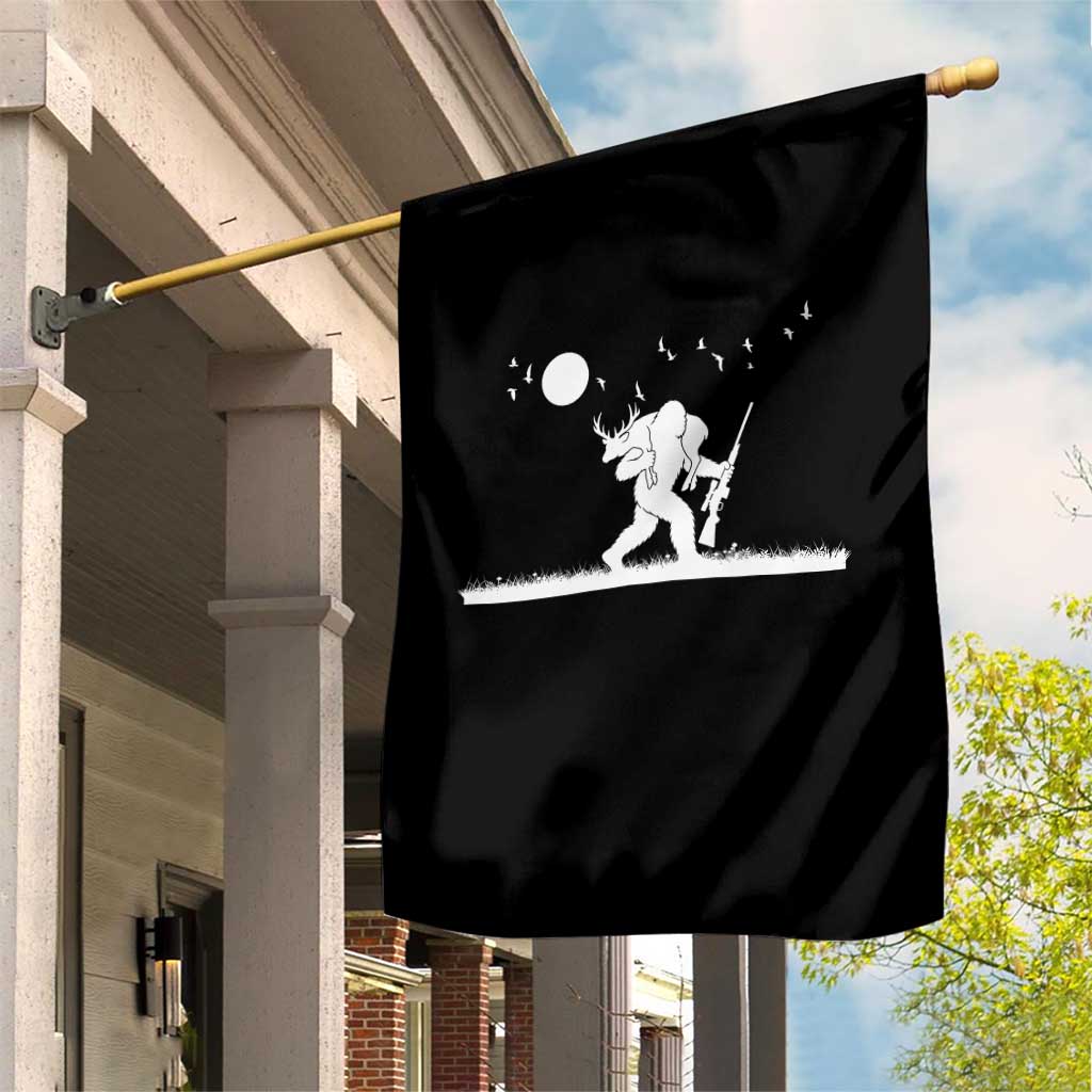 Sasquatch Hunter With Rifle Garden Flag Funny Bigfoot Outdoor Design - Wonder Print Shop