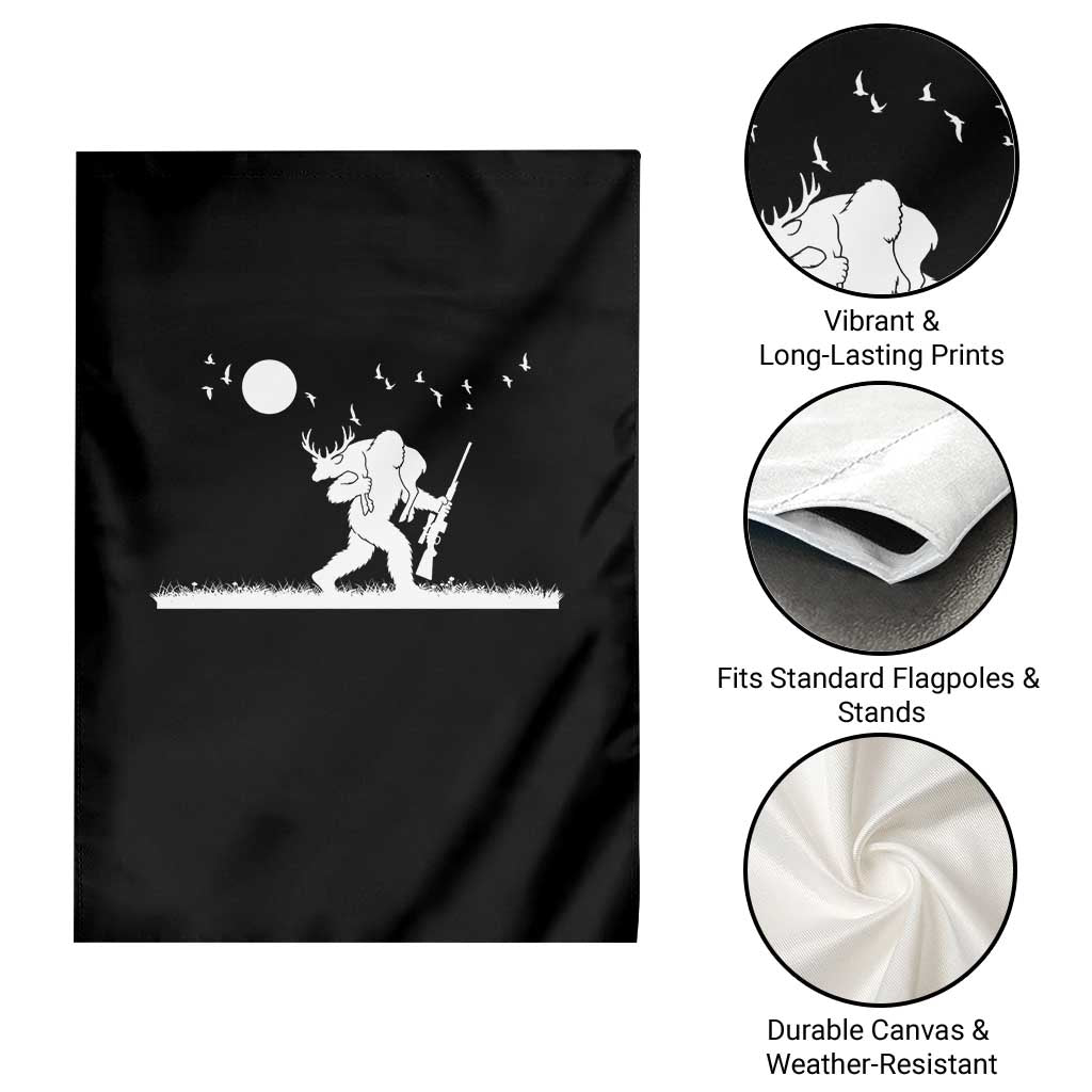 Sasquatch Hunter With Rifle Garden Flag Funny Bigfoot Outdoor Design - Wonder Print Shop