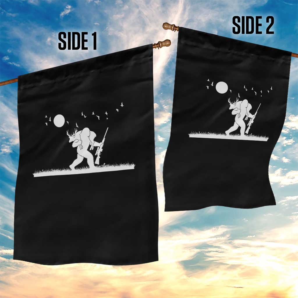 Sasquatch Hunter With Rifle Garden Flag Funny Bigfoot Outdoor Design - Wonder Print Shop