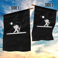 Sasquatch Hunter With Rifle Garden Flag Funny Bigfoot Outdoor Design - Wonder Print Shop
