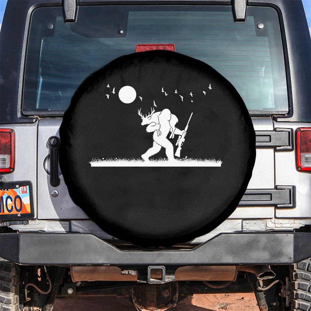 Sasquatch Hunter With Rifle Spare Tire Cover Funny Bigfoot Outdoor Design - Wonder Print Shop