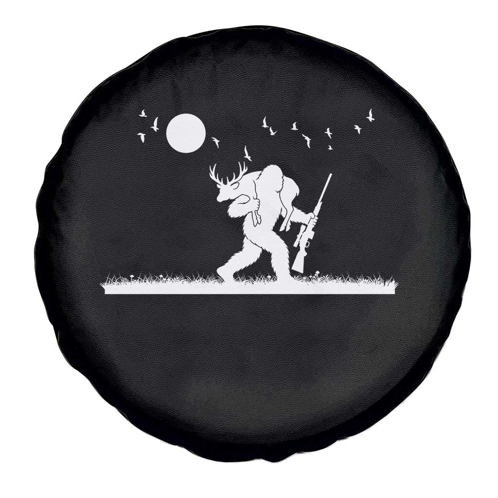 Sasquatch Hunter With Rifle Spare Tire Cover Funny Bigfoot Outdoor Design - Wonder Print Shop