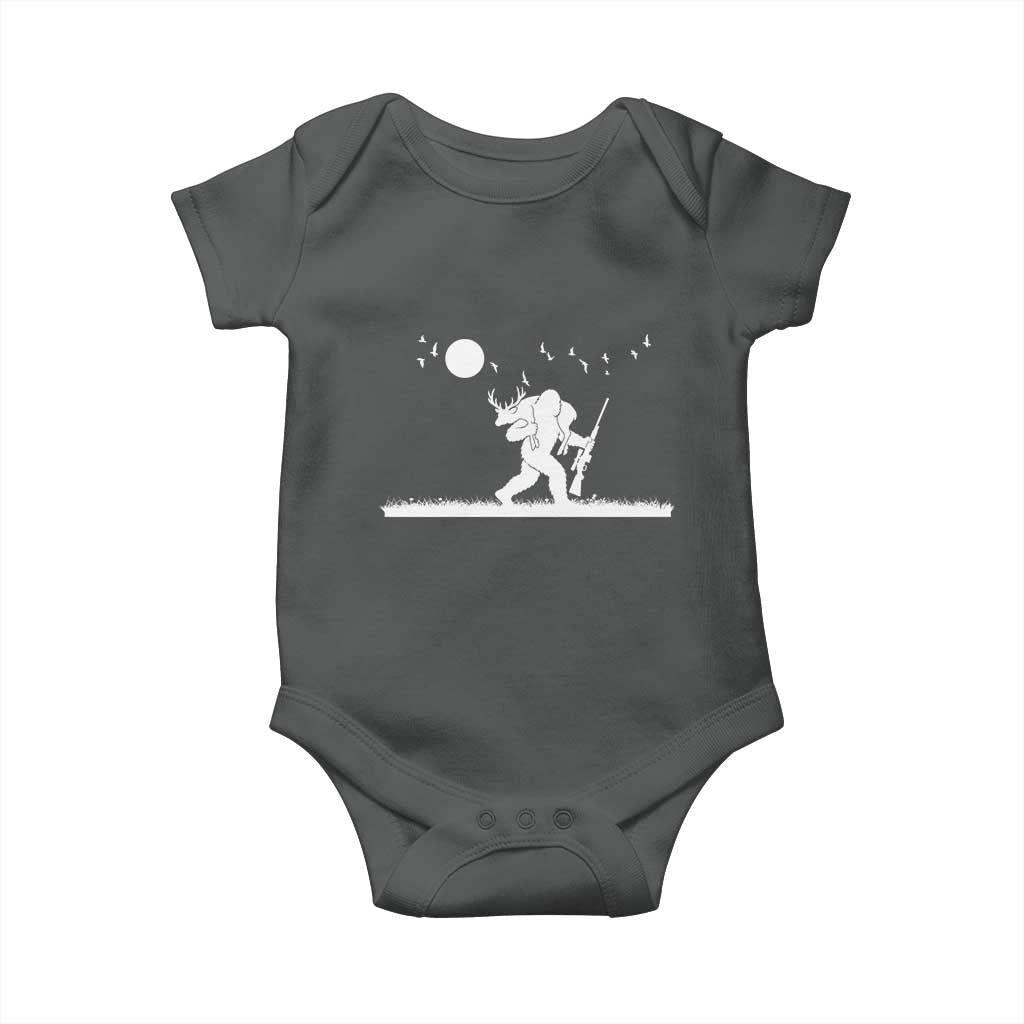 Sasquatch Hunter With Rifle Baby Onesie Funny Bigfoot Outdoor Design - Wonder Print Shop