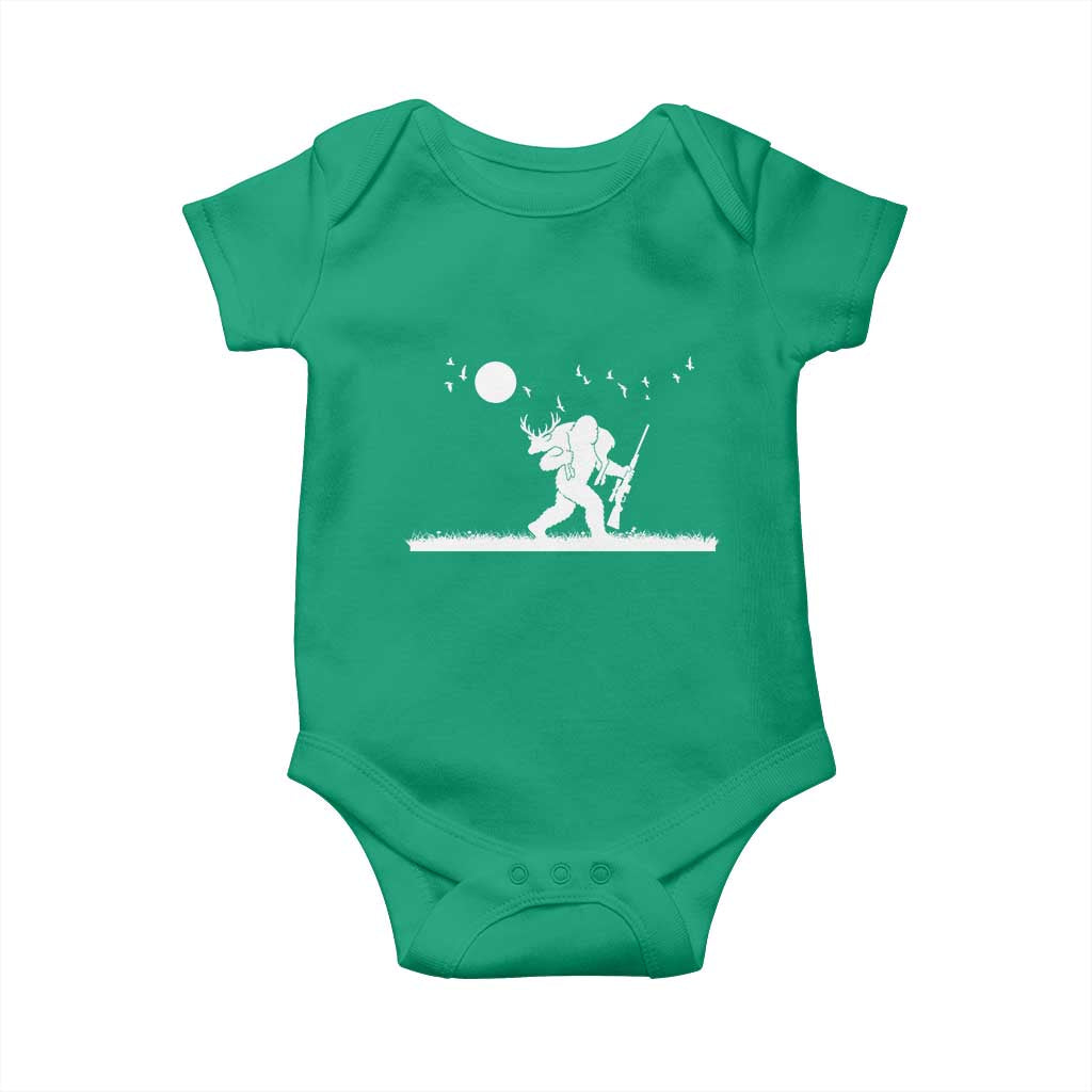 Sasquatch Hunter With Rifle Baby Onesie Funny Bigfoot Outdoor Design - Wonder Print Shop