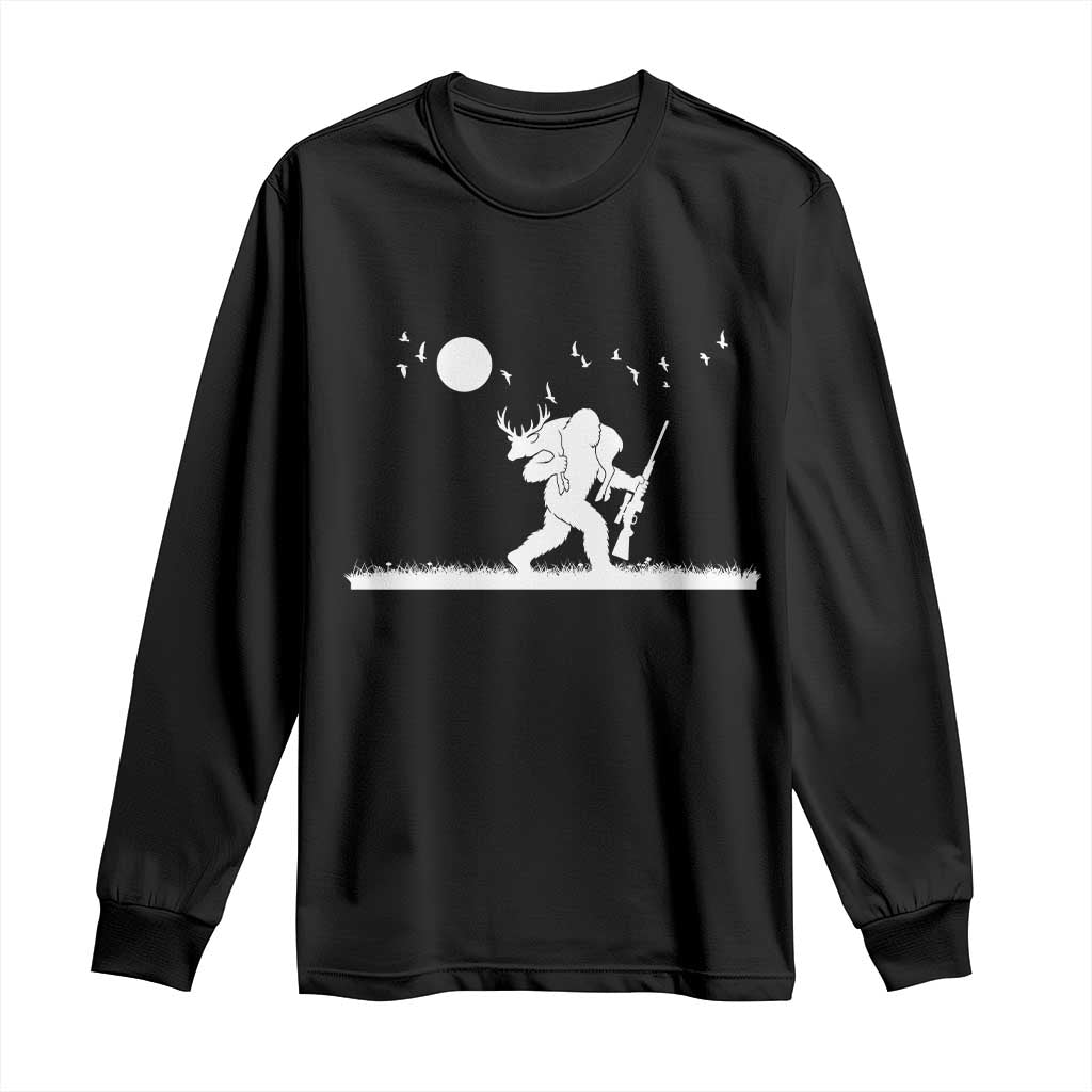 Sasquatch Hunter With Rifle Long Sleeve Shirt Funny Bigfoot Outdoor Design - Wonder Print Shop