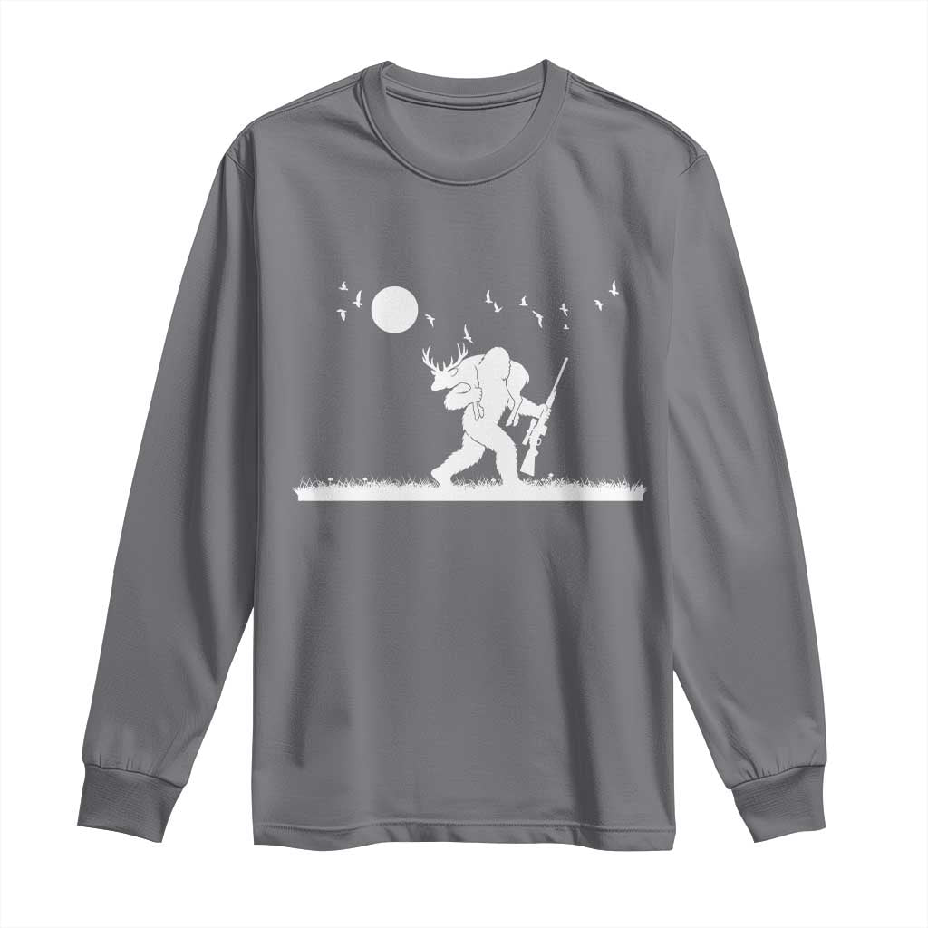 Sasquatch Hunter With Rifle Long Sleeve Shirt Funny Bigfoot Outdoor Design - Wonder Print Shop