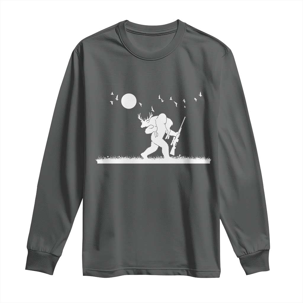 Sasquatch Hunter With Rifle Long Sleeve Shirt Funny Bigfoot Outdoor Design - Wonder Print Shop