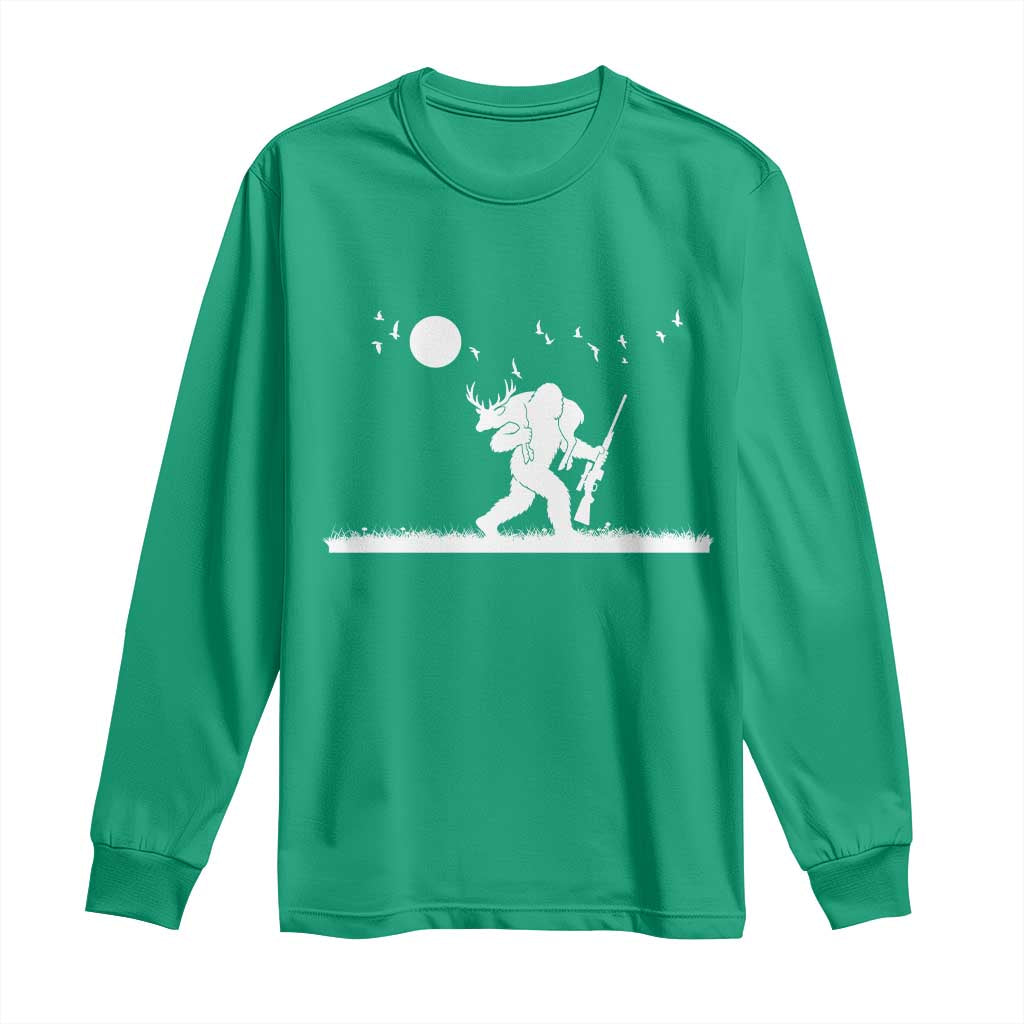 Sasquatch Hunter With Rifle Long Sleeve Shirt Funny Bigfoot Outdoor Design - Wonder Print Shop