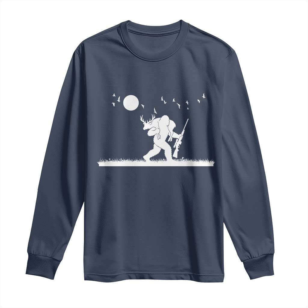 Sasquatch Hunter With Rifle Long Sleeve Shirt Funny Bigfoot Outdoor Design - Wonder Print Shop