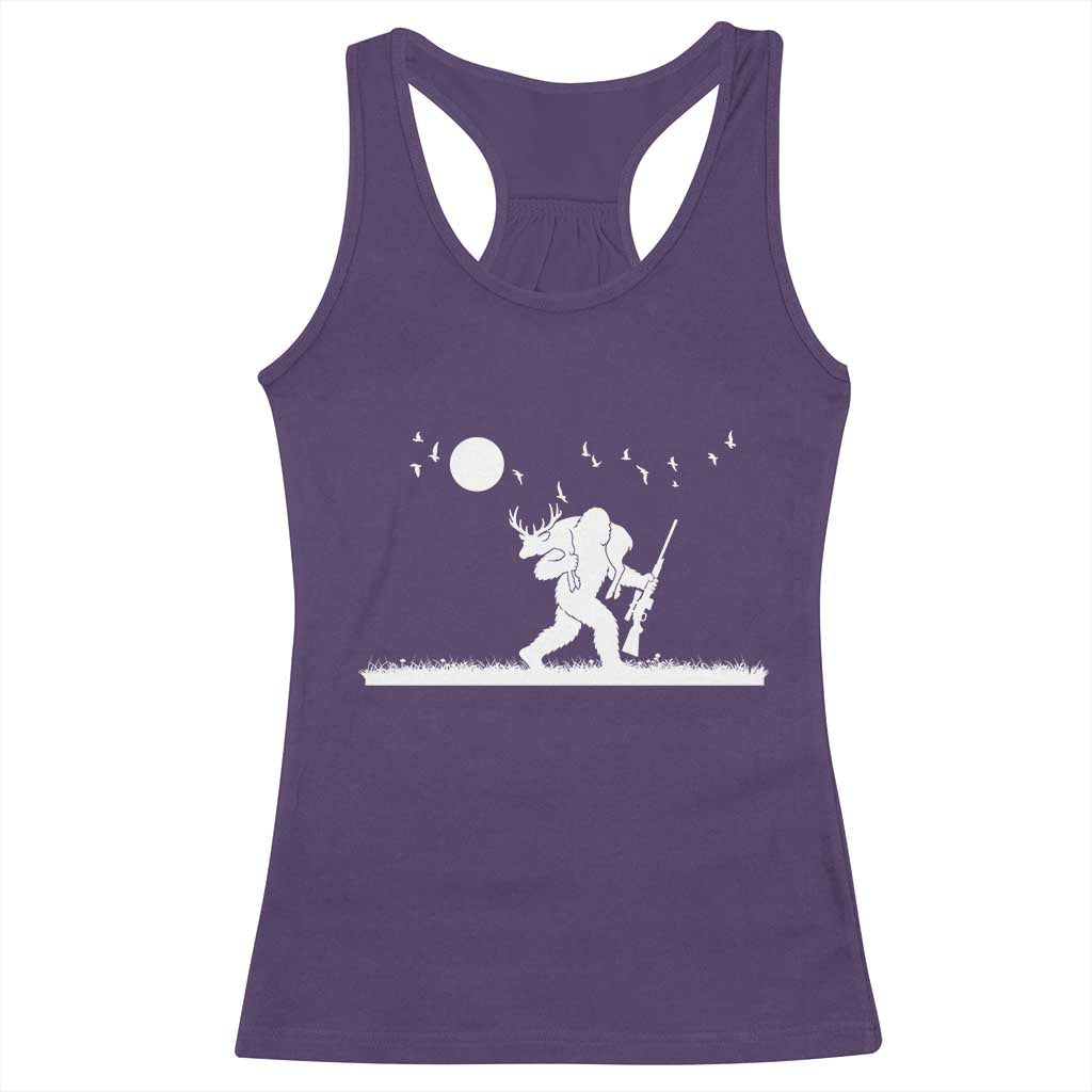 Sasquatch Hunter With Rifle Racerback Tank Top Funny Bigfoot Outdoor Design - Wonder Print Shop