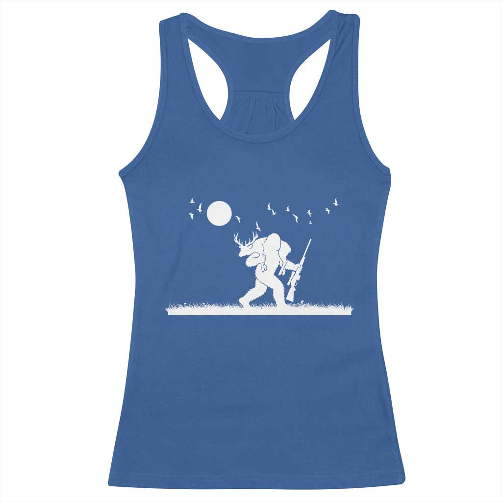 Sasquatch Hunter With Rifle Racerback Tank Top Funny Bigfoot Outdoor Design - Wonder Print Shop