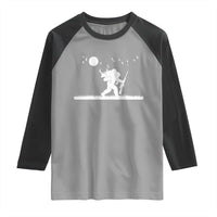 Sasquatch Hunter With Rifle Raglan Shirt Funny Bigfoot Outdoor Design - Wonder Print Shop