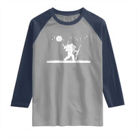 Sasquatch Hunter With Rifle Raglan Shirt Funny Bigfoot Outdoor Design - Wonder Print Shop