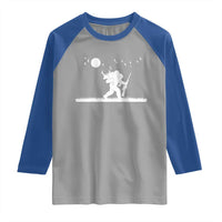 Sasquatch Hunter With Rifle Raglan Shirt Funny Bigfoot Outdoor Design - Wonder Print Shop