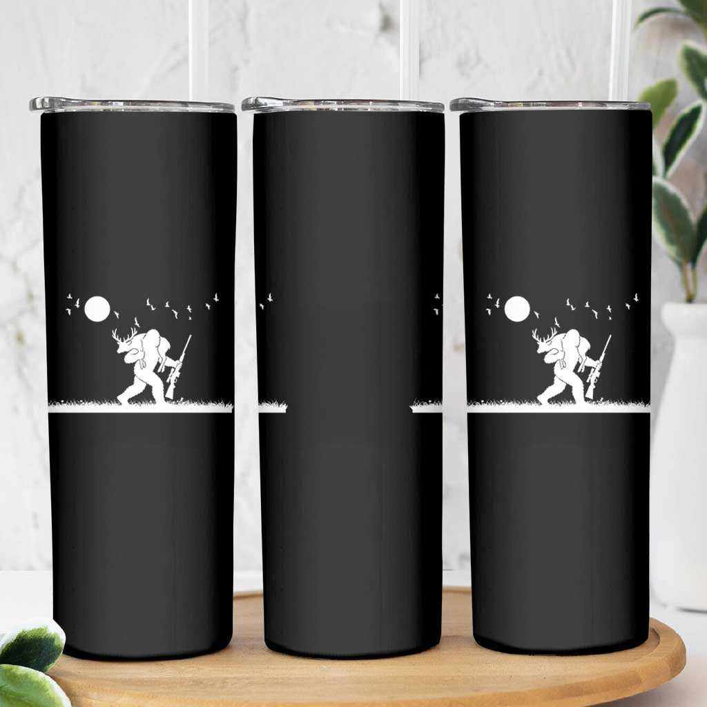 Sasquatch Hunter With Rifle Skinny Tumbler Funny Bigfoot Outdoor Design