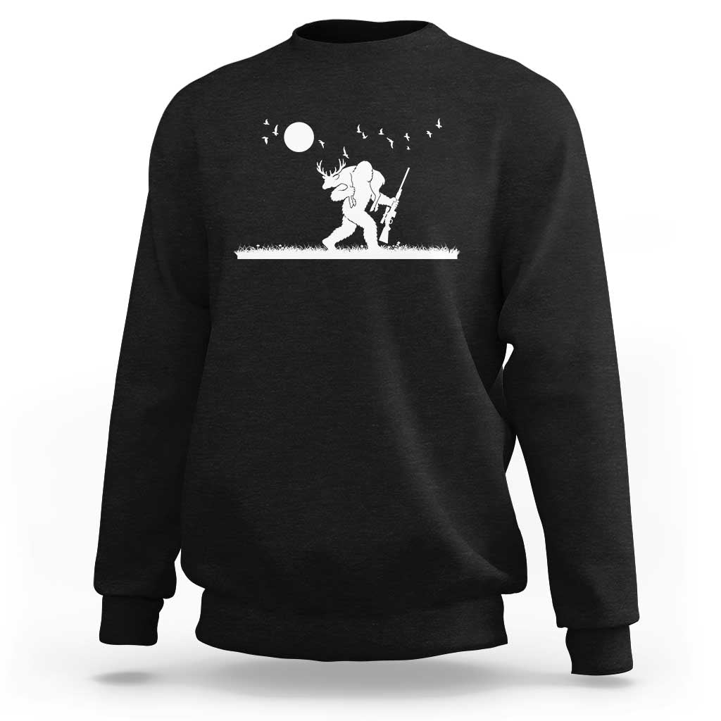 Sasquatch Hunter With Rifle Sweatshirt Funny Bigfoot Outdoor Design - Wonder Print Shop