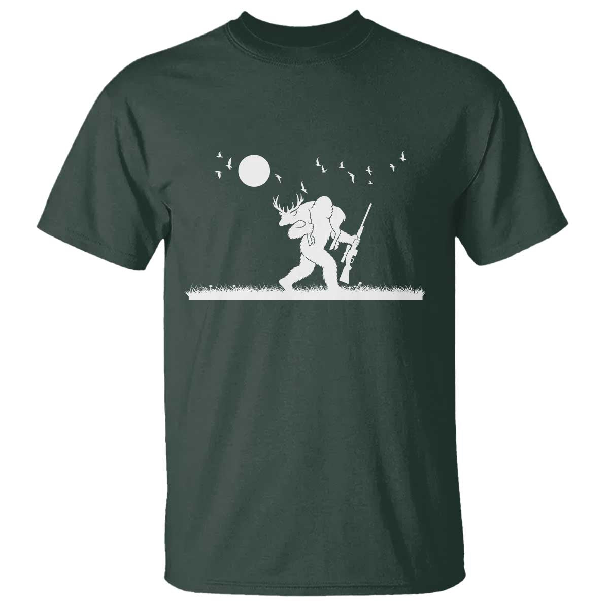Sasquatch Hunter With Rifle T Shirt Funny Bigfoot Outdoor Design - Wonder Print Shop