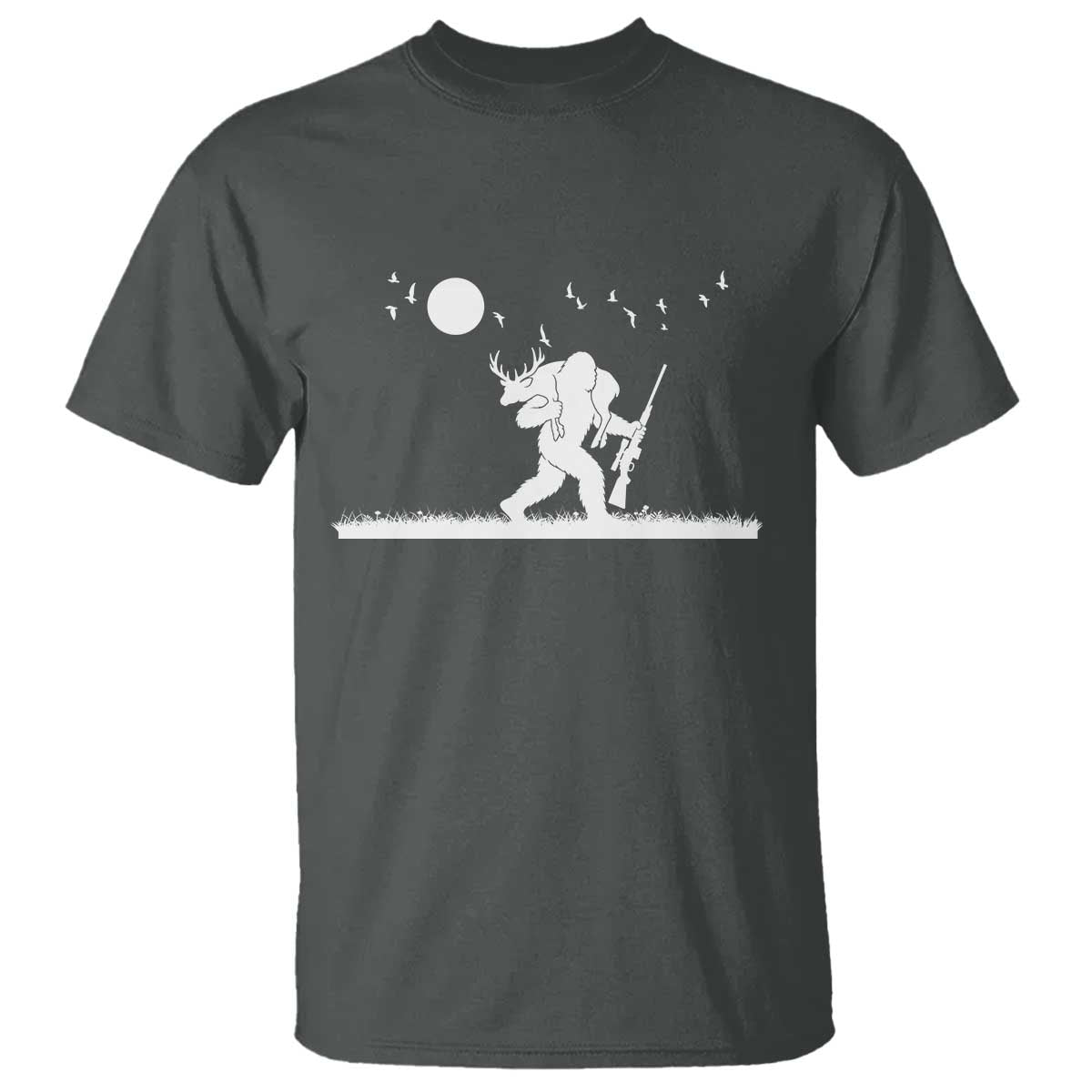 Sasquatch Hunter With Rifle T Shirt Funny Bigfoot Outdoor Design - Wonder Print Shop