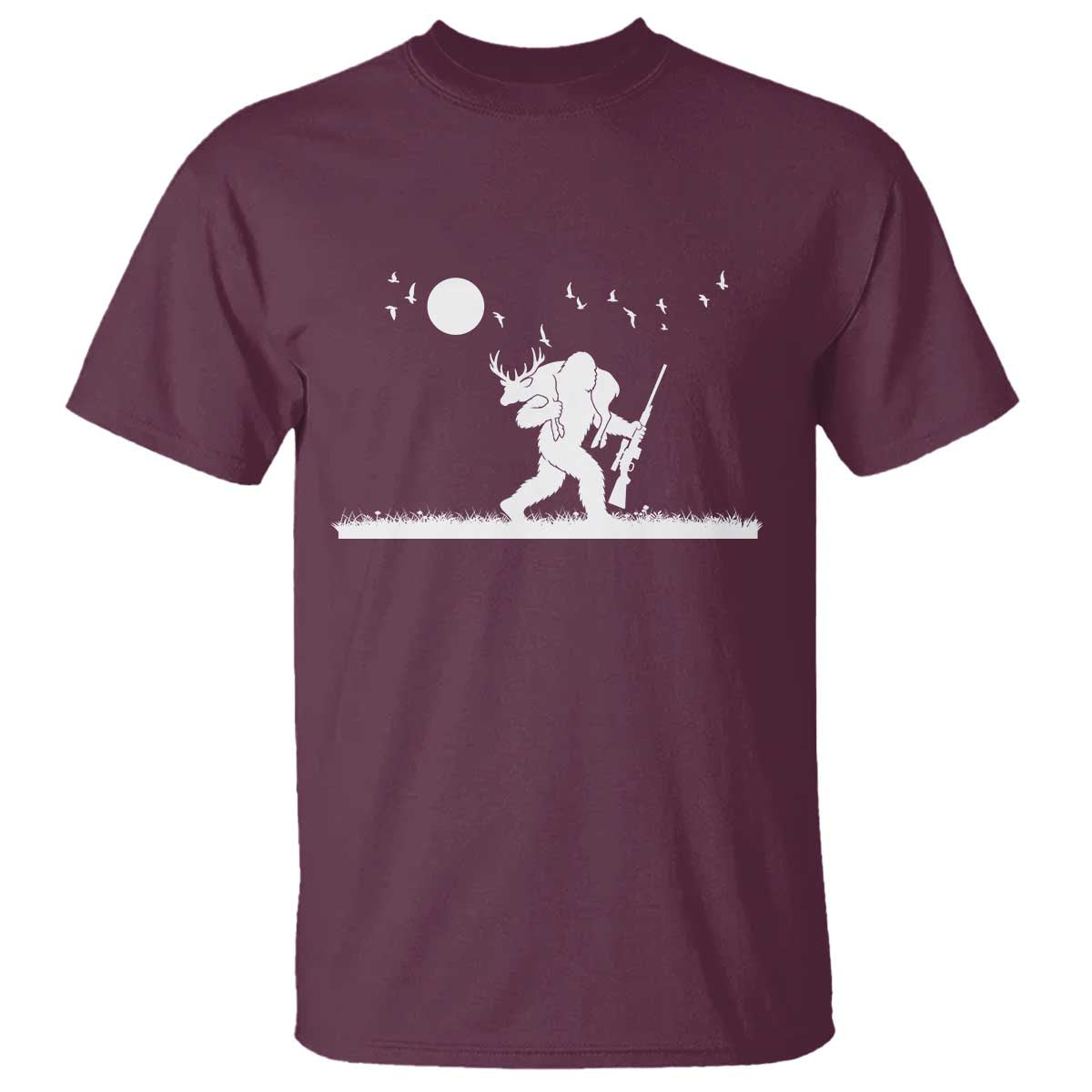 Sasquatch Hunter With Rifle T Shirt Funny Bigfoot Outdoor Design - Wonder Print Shop