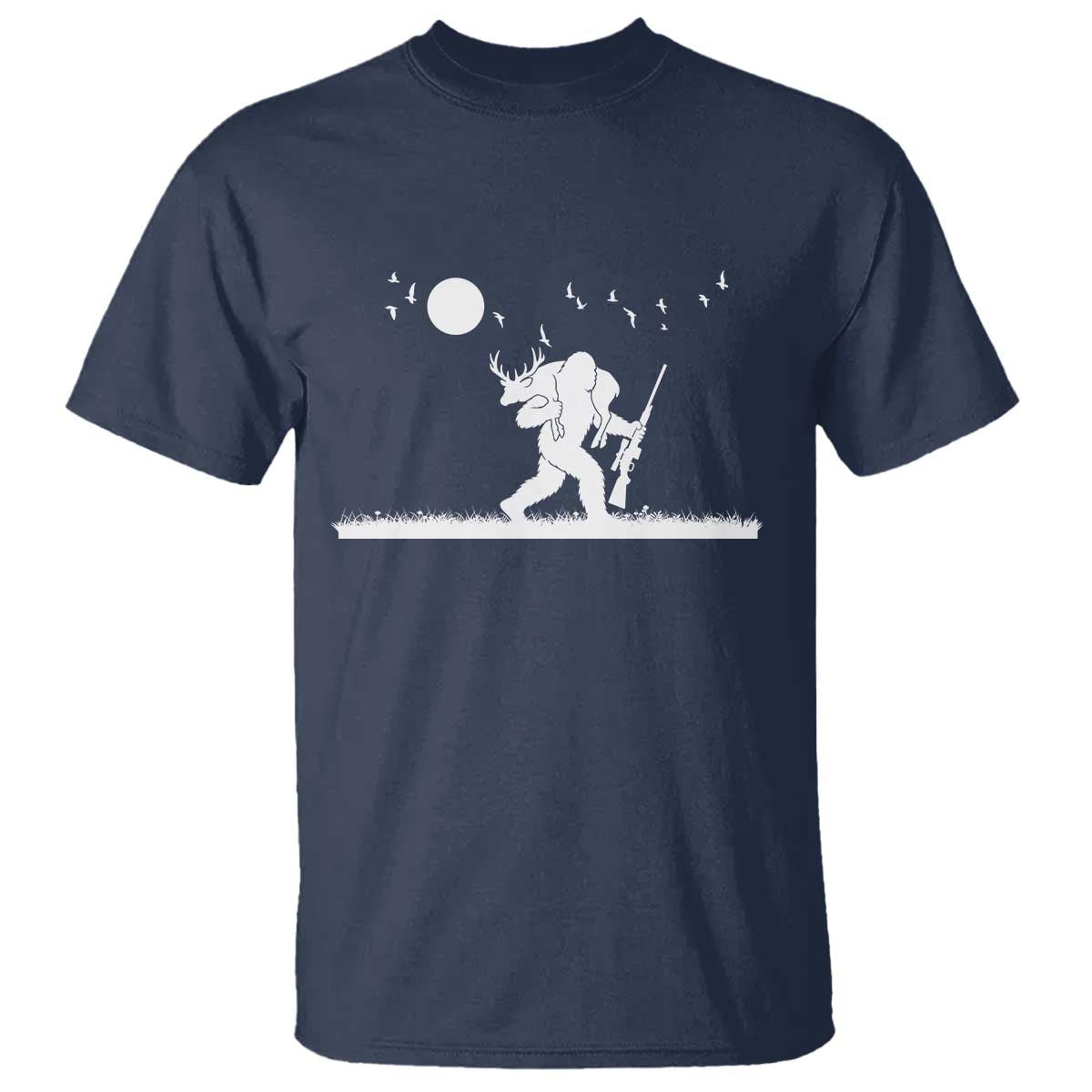 Sasquatch Hunter With Rifle T Shirt Funny Bigfoot Outdoor Design - Wonder Print Shop