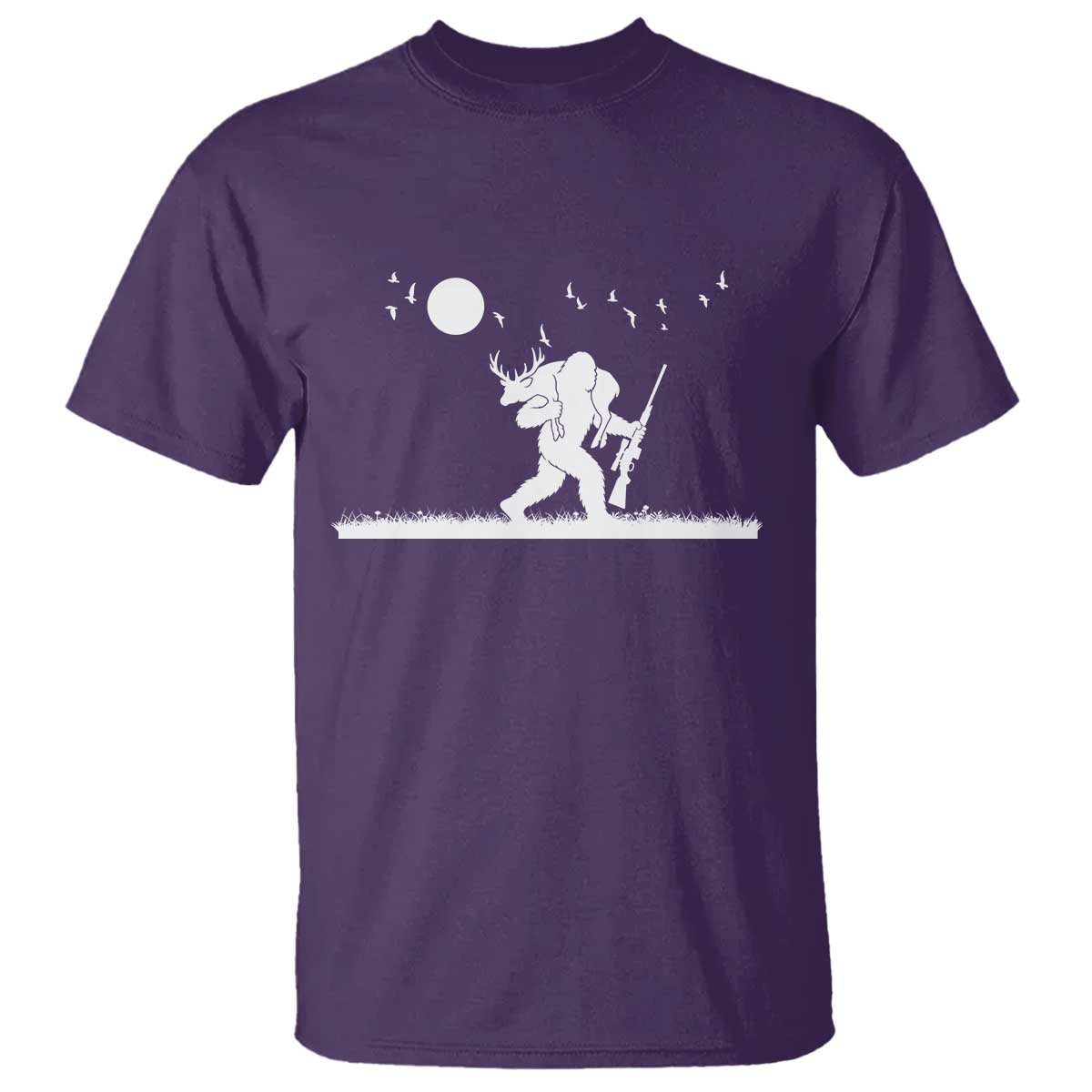 Sasquatch Hunter With Rifle T Shirt Funny Bigfoot Outdoor Design - Wonder Print Shop
