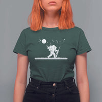 Sasquatch Hunter With Rifle T Shirt For Women Funny Bigfoot Outdoor Design - Wonder Print Shop