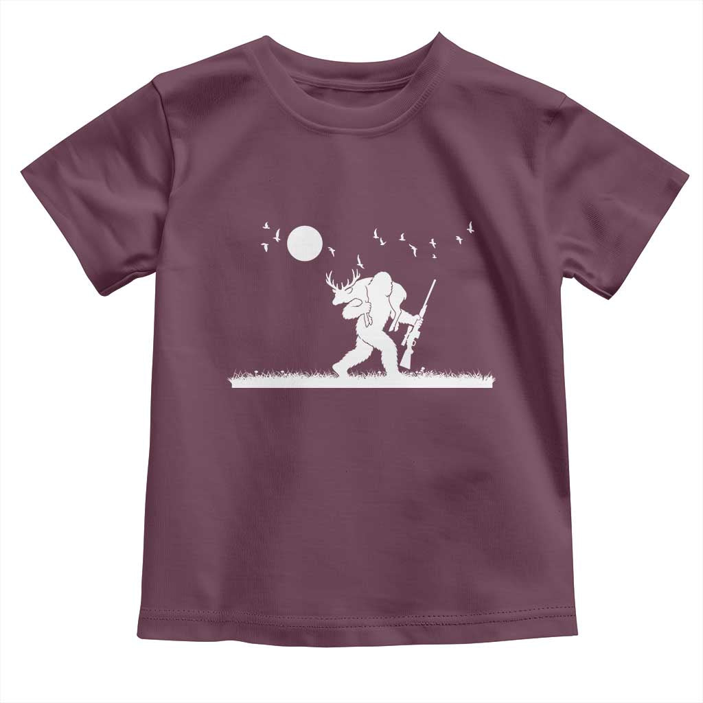 Sasquatch Hunter With Rifle Toddler T Shirt Funny Bigfoot Outdoor Design - Wonder Print Shop