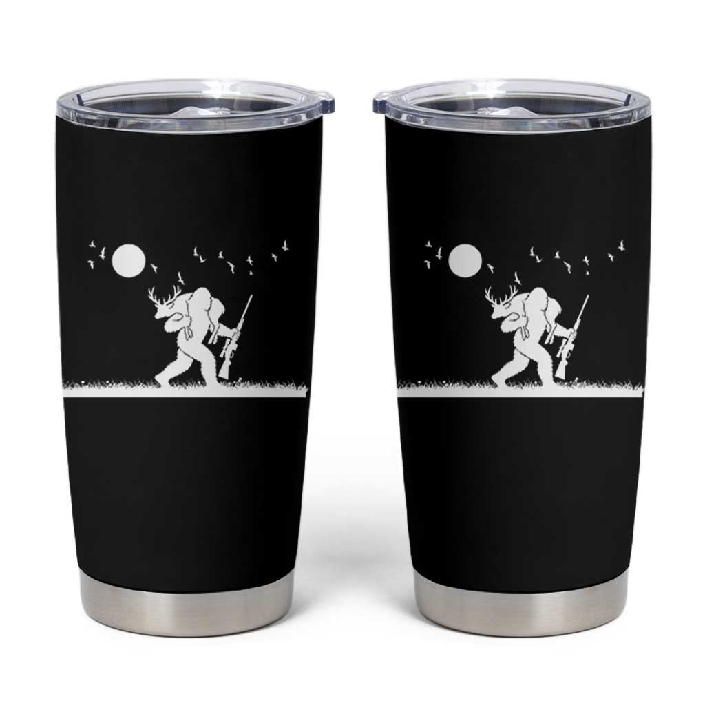Sasquatch Hunter With Rifle Tumbler Cup Funny Bigfoot Outdoor Design